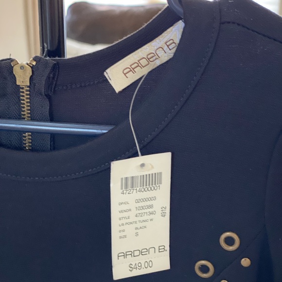 Arden B black bodycon dress with brushed gold rivets. NWT. - Picture 3 of 3